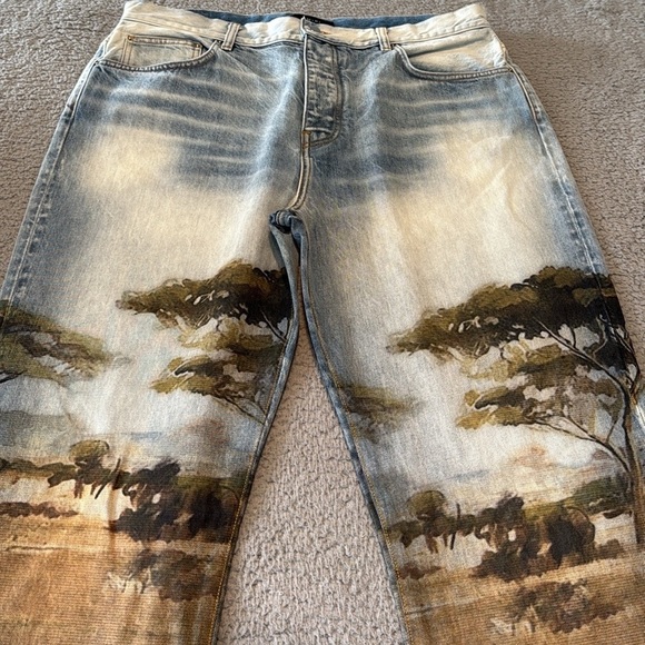 AMIRI Men Printed Safari Straight Jean size 36 inseam 35" - Picture 4 of 10